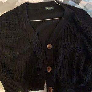 Black Crop Top Knitted Cardigan